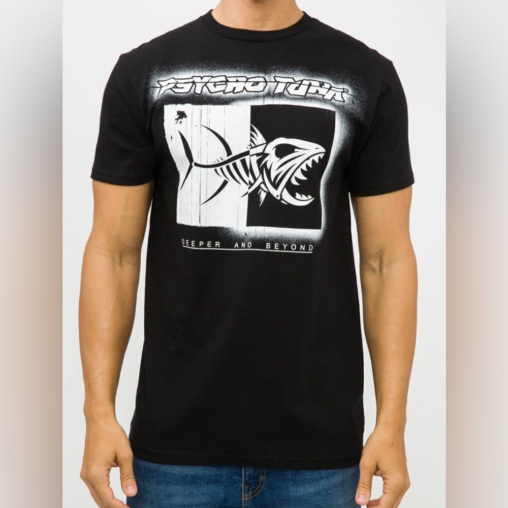 NWOT Psycho Tuna Unisex Black Graphic Short Sleeve Tee Shirt - Size M